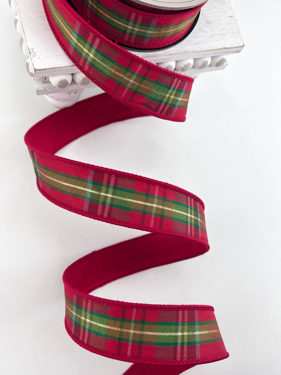 D Stevens Juniper Plaid Wired Ribbon 1.5” - Greenery Market05-1235