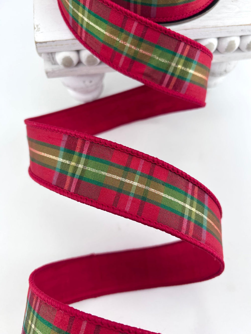 D Stevens Juniper Plaid Wired Ribbon 1.5” - Greenery Market05-1235
