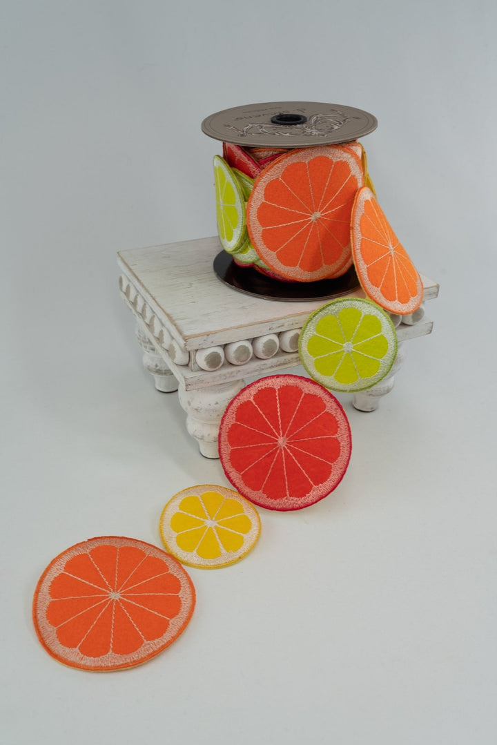 d. stevens Lemon Lime & Orange Felt Embroidery Citrus Fruit Ribbon Garland - 3.5" - Greenery MarketRibbons & Trim18-4792