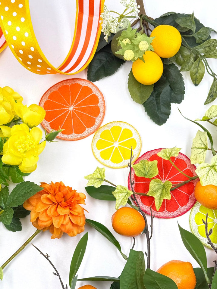 d. stevens Lemon Lime & Orange Felt Embroidery Citrus Fruit Ribbon Garland - 3.5" - Greenery MarketRibbons & Trim18-4792