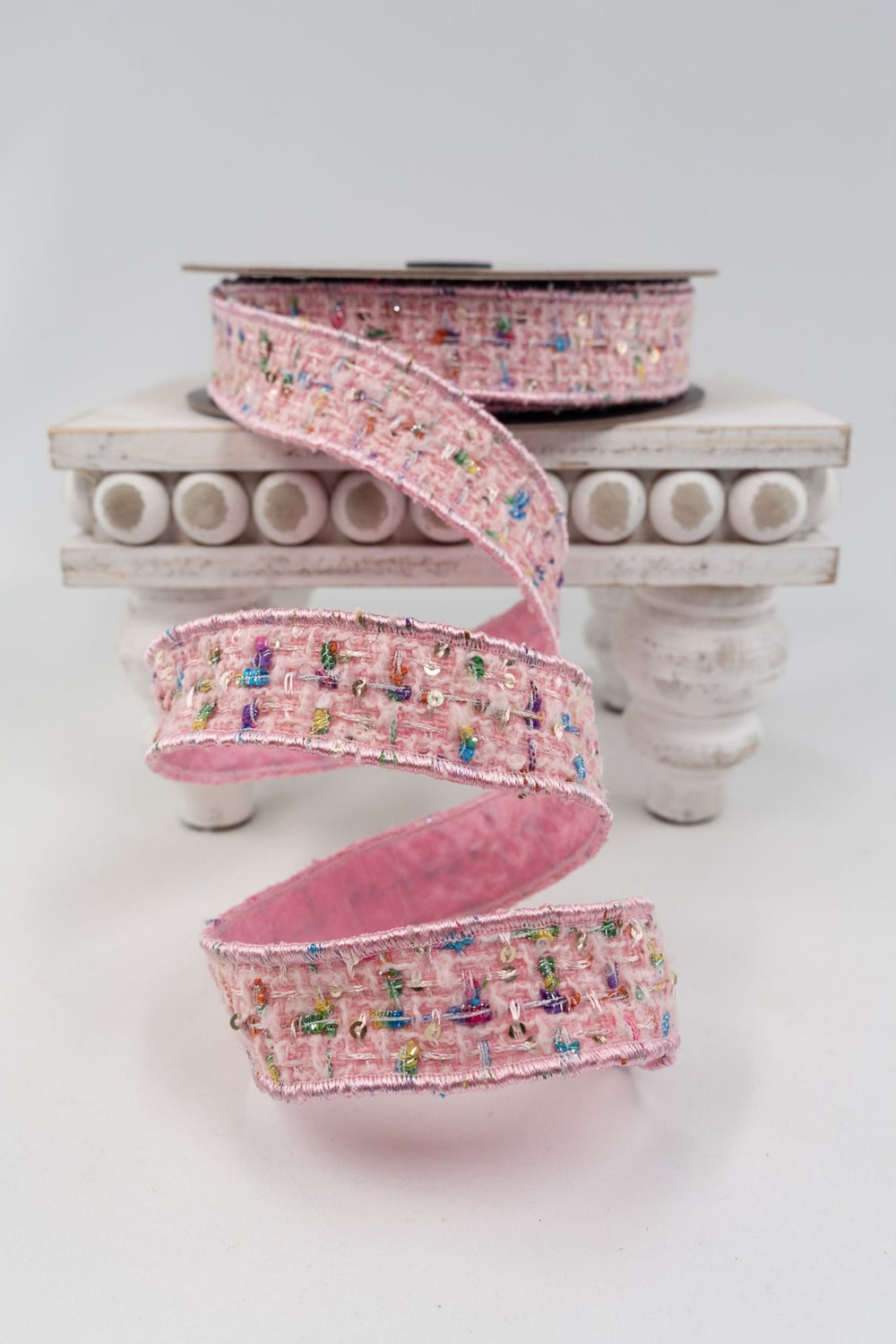 d. stevens Pink, Blue, Green, & Yellow Color Splash Boucle Wired Ribbon - 1" - Greenery MarketWired ribbon45-0281