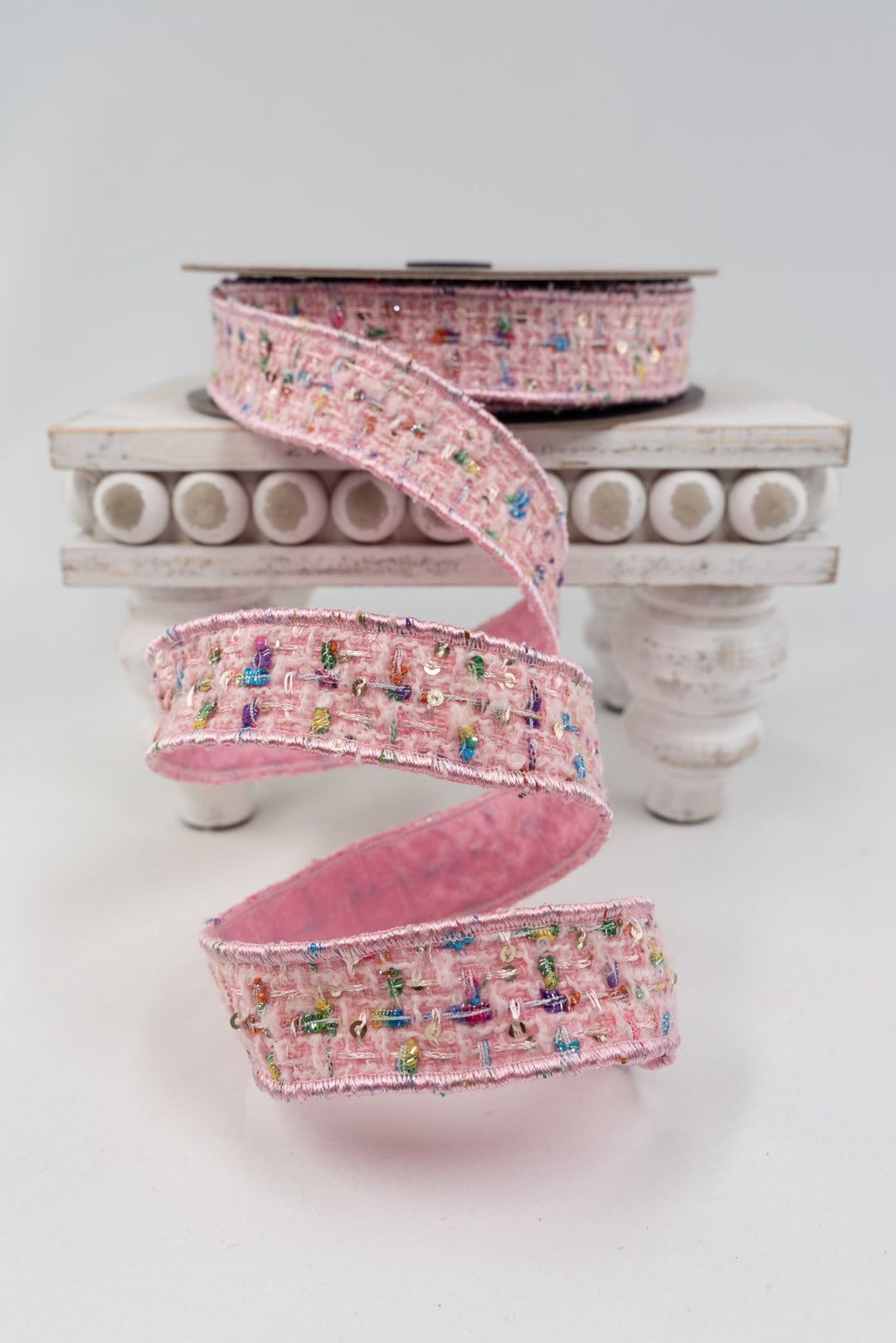 d. stevens Pink, Blue, Green, & Yellow Color Splash Boucle Wired Ribbon - 1" - Greenery MarketWired ribbon45-0281