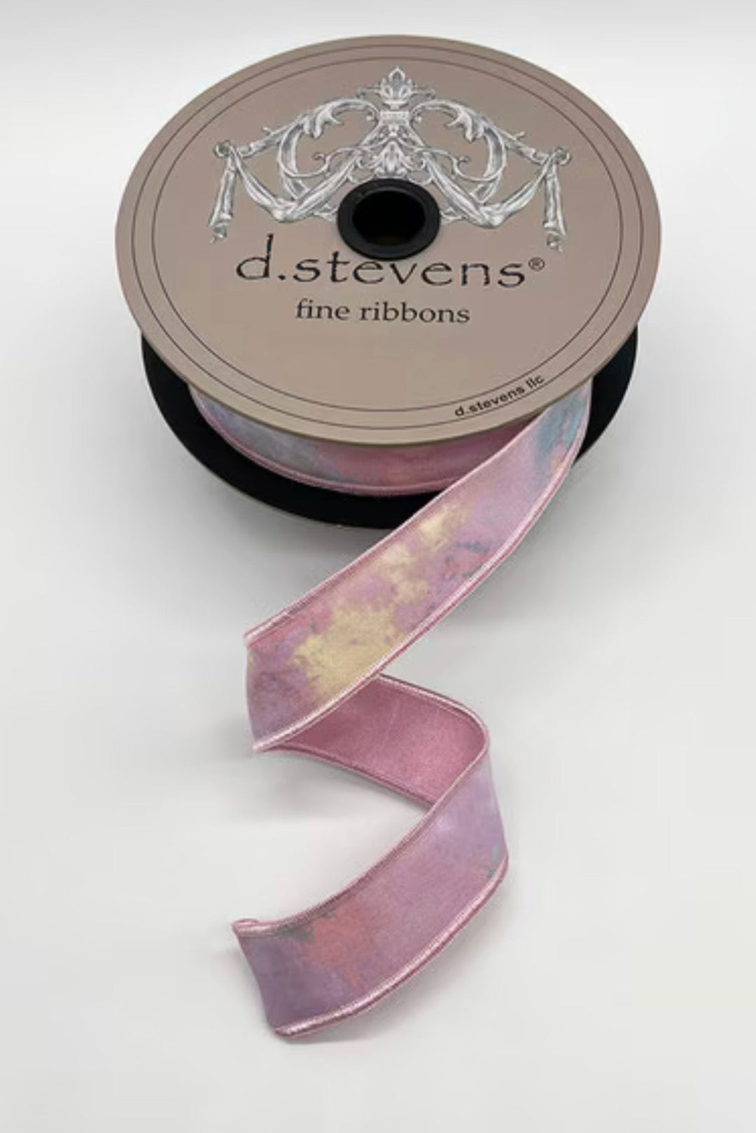 d. stevens Pink, Yellow, & Blue Watercolor Blob Art Taffeta Wired Ribbon - 1" - Greenery MarketWired ribbon45-0204