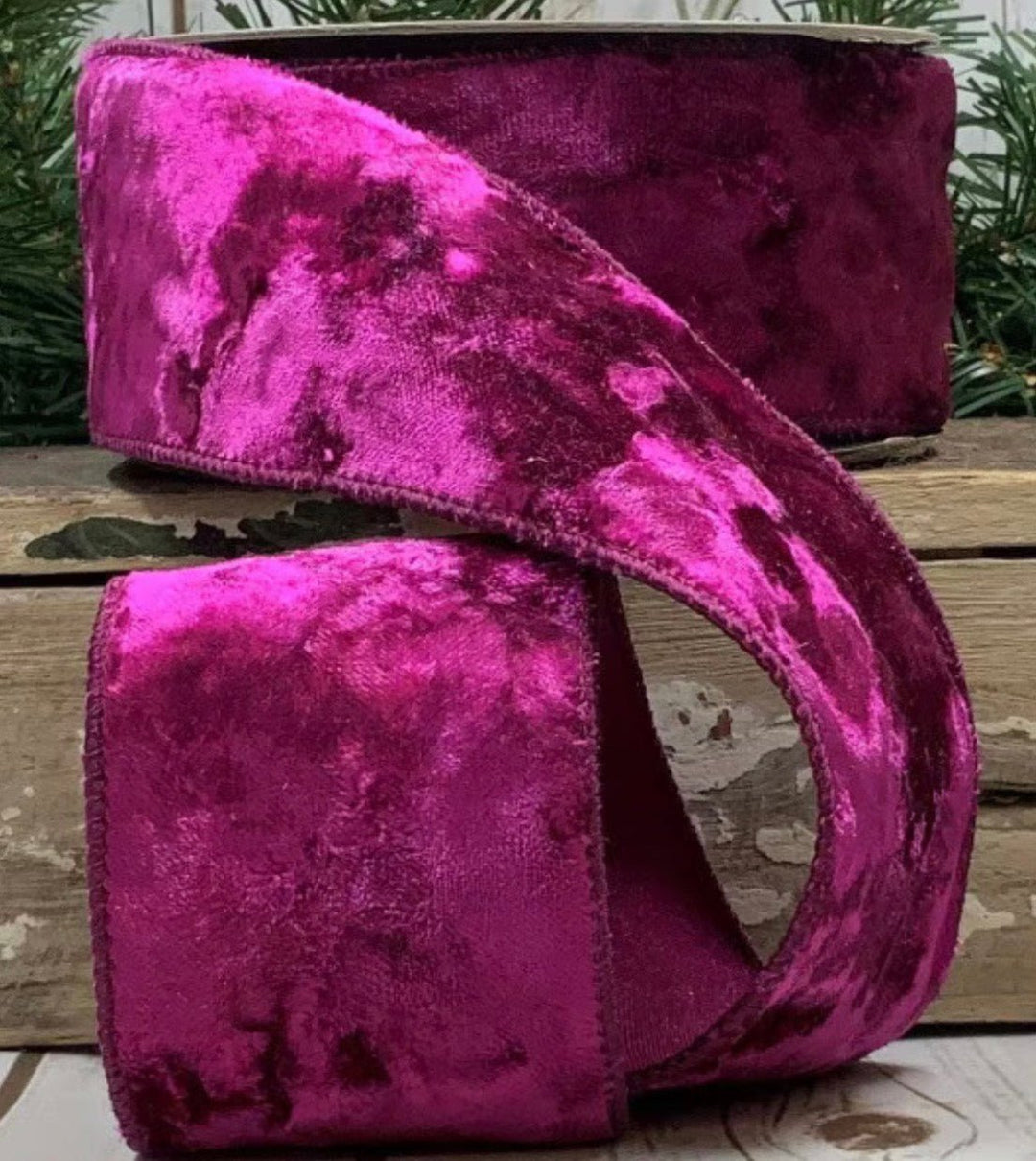 D Stevens Plum Pink Crushed Velvet Wired 2.5” - Greenery Market18-3796