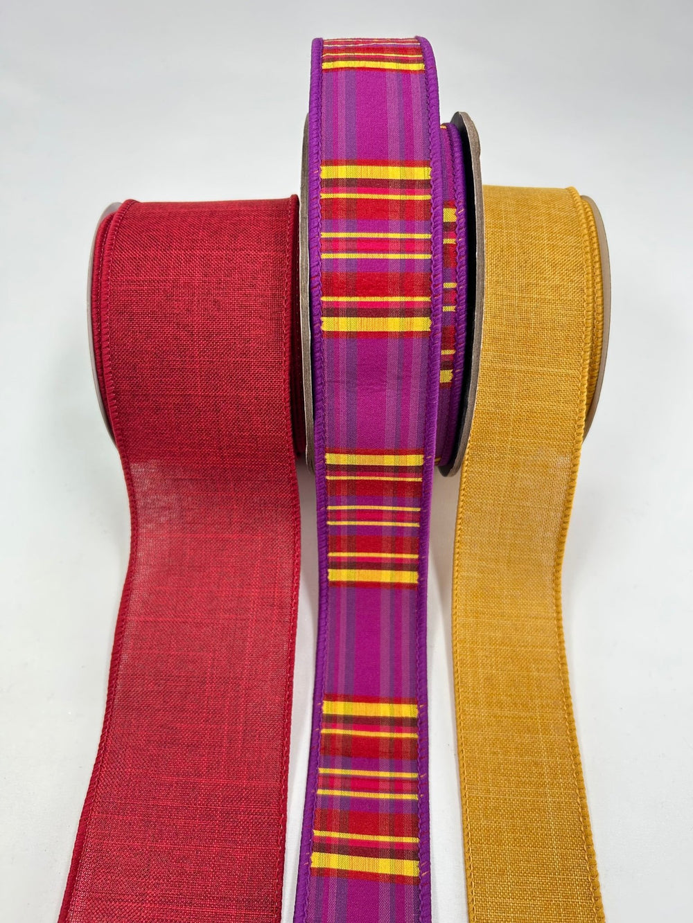 d. stevens Plum Plaid Bow Bundle x 3 Ribbons - Greenery MarketPlumPlaid