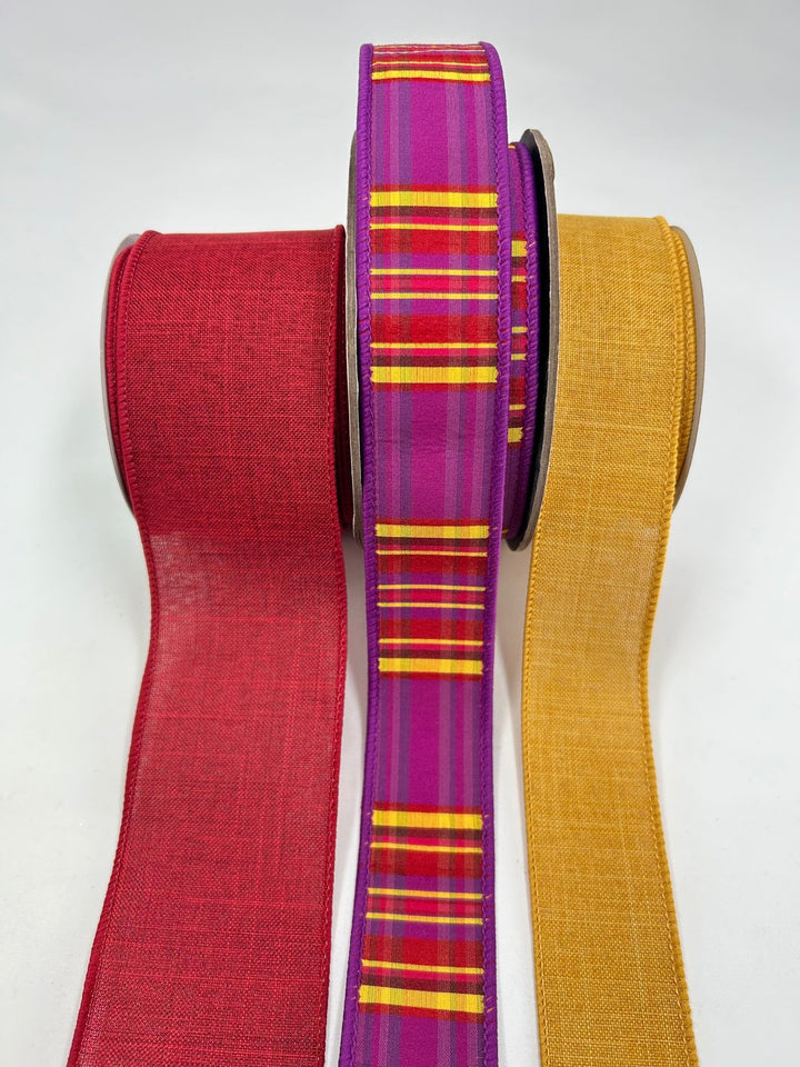 d. stevens Plum Plaid Bow Bundle x 3 Ribbons - Greenery MarketPlumPlaid