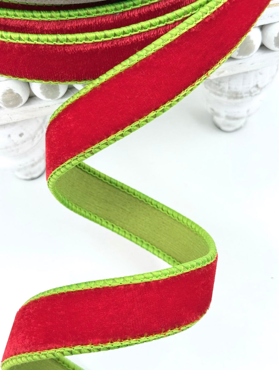 D Stevens Red And Green Wired Ribbon 1” - Greenery Market07-2262