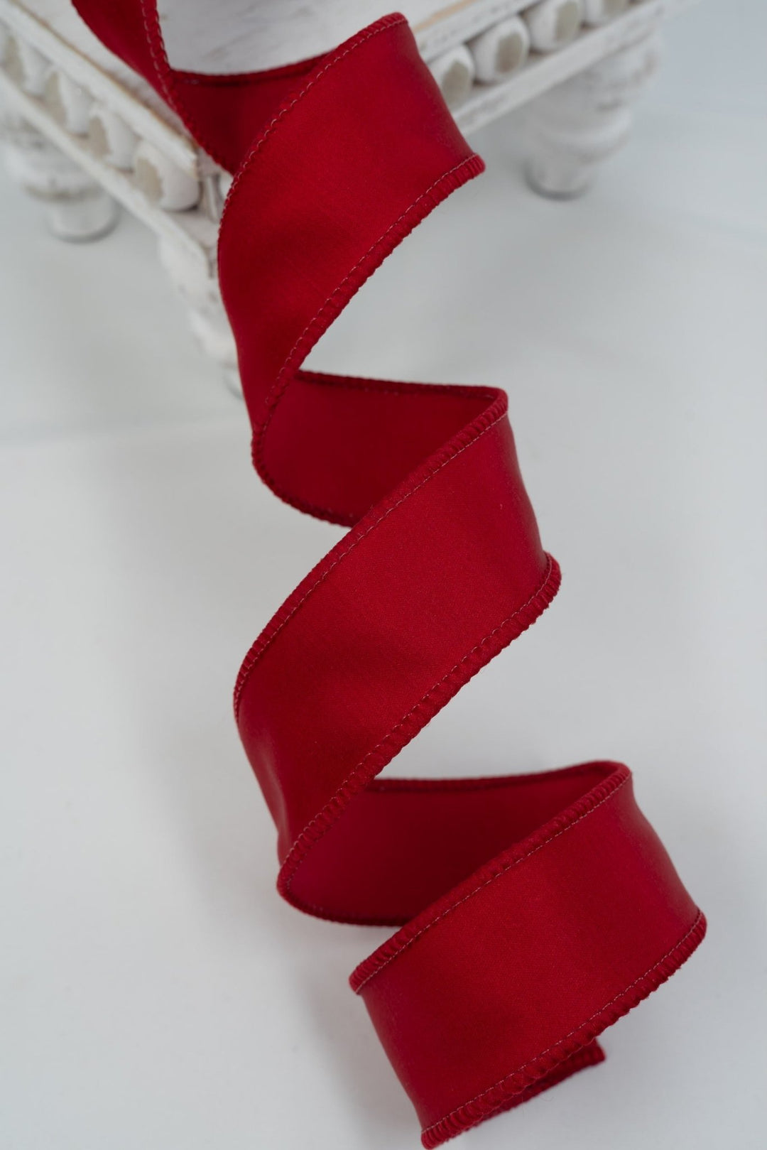 d. stevens True Red Faux Dupion Wired Ribbon - 1.5" - Greenery MarketWired ribbon09-4925