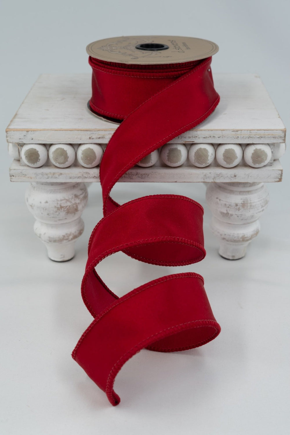 d. stevens True Red Faux Dupion Wired Ribbon - 1.5" - Greenery MarketWired ribbon09-4925