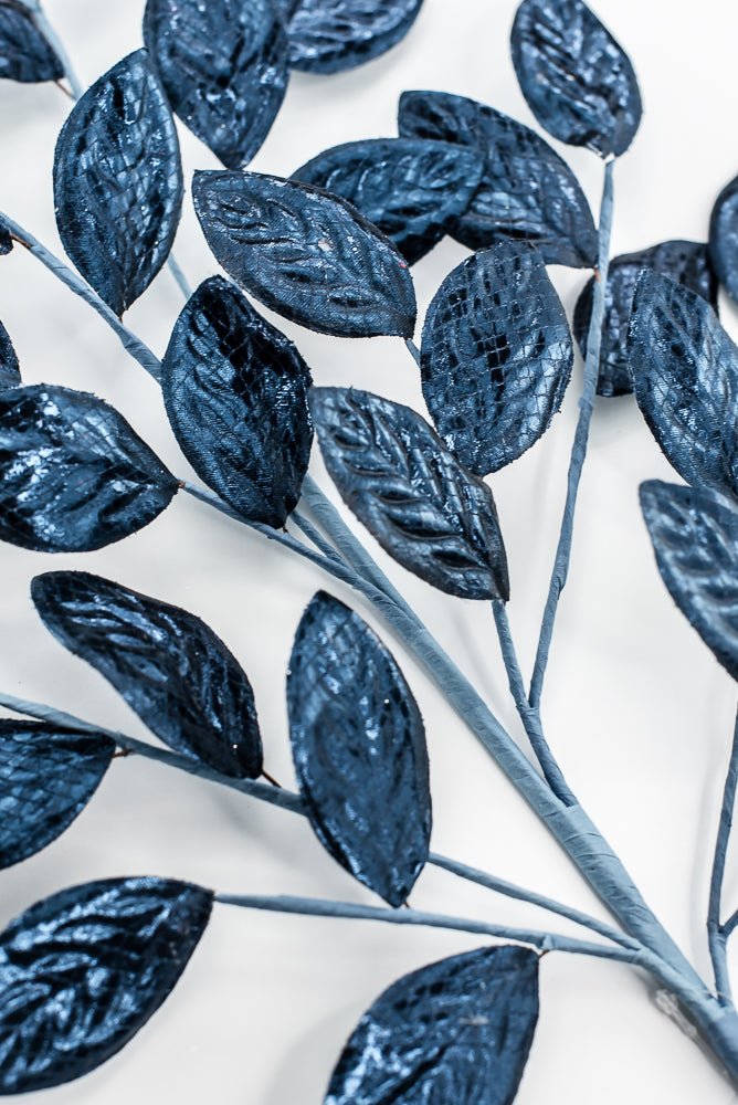 Dark Blue Metallic Leaves Spray - Greenery Market86267DKBL