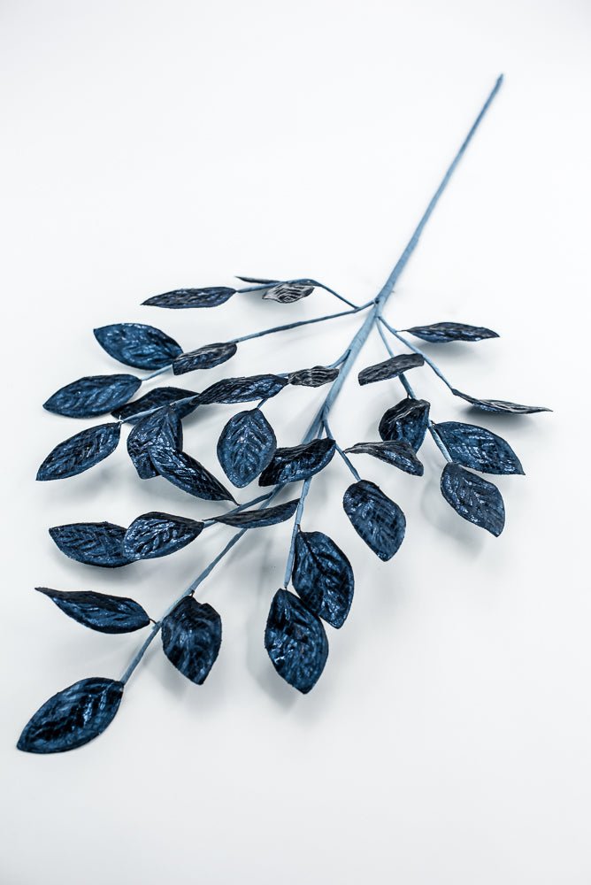 Dark Blue Metallic Leaves Spray - Greenery Market86267DKBL