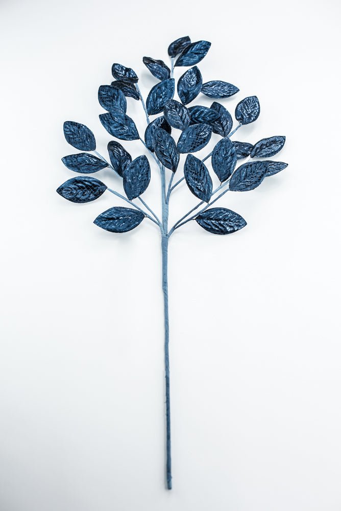 Dark Blue Metallic Leaves Spray - Greenery Market86267DKBL