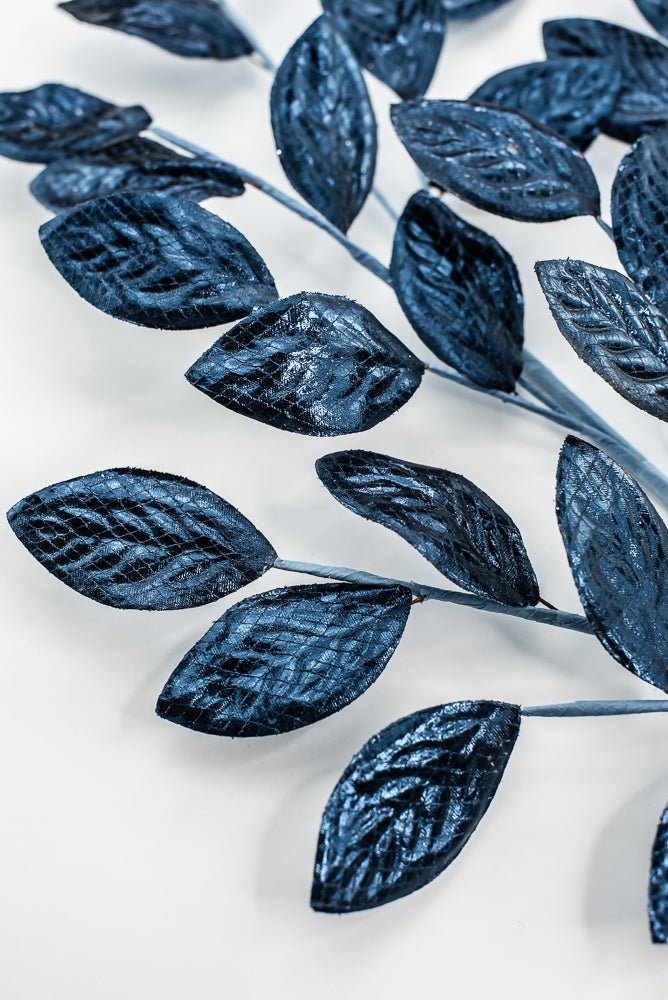 Dark Blue Metallic Leaves Spray - Greenery Market86267DKBL