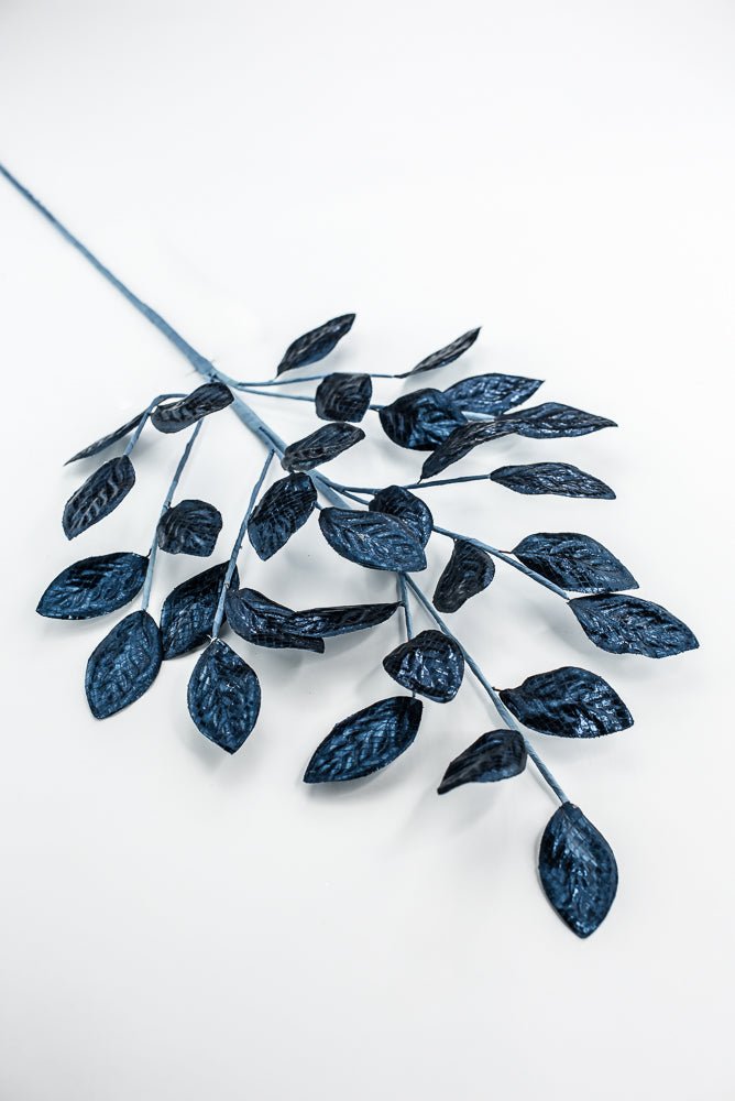 Dark Blue Metallic Leaves Spray - Greenery Market86267DKBL