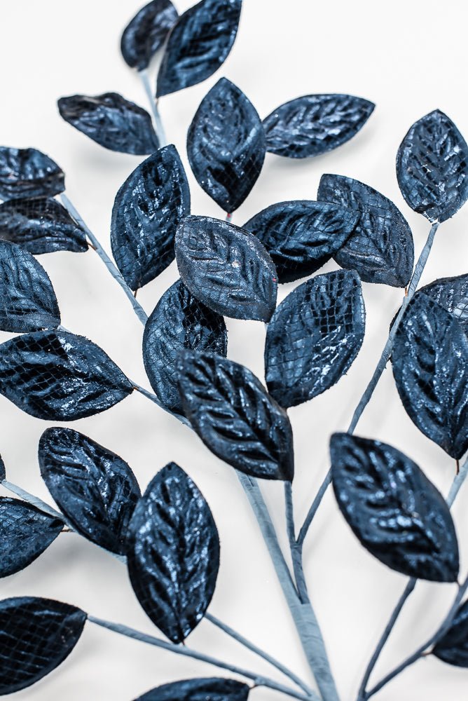 Dark Blue Metallic Leaves Spray - Greenery Market86267DKBL