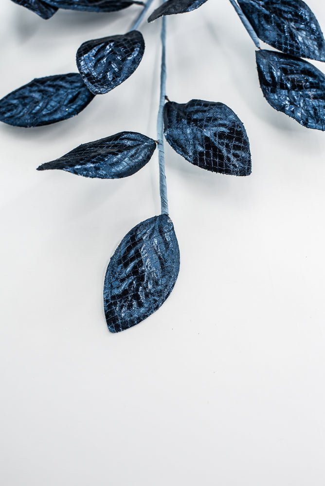 Dark Blue Metallic Leaves Spray - Greenery Market86267DKBL
