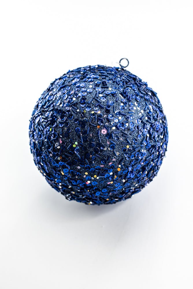 Dark Blue Ornament Sequin Glitter Ball - Greenery Market86551DKBL