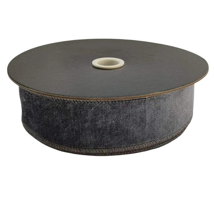 Dark Grey Premier Wired Velvet Ribbon - 1.5" - Greenery MarketRibbon259976