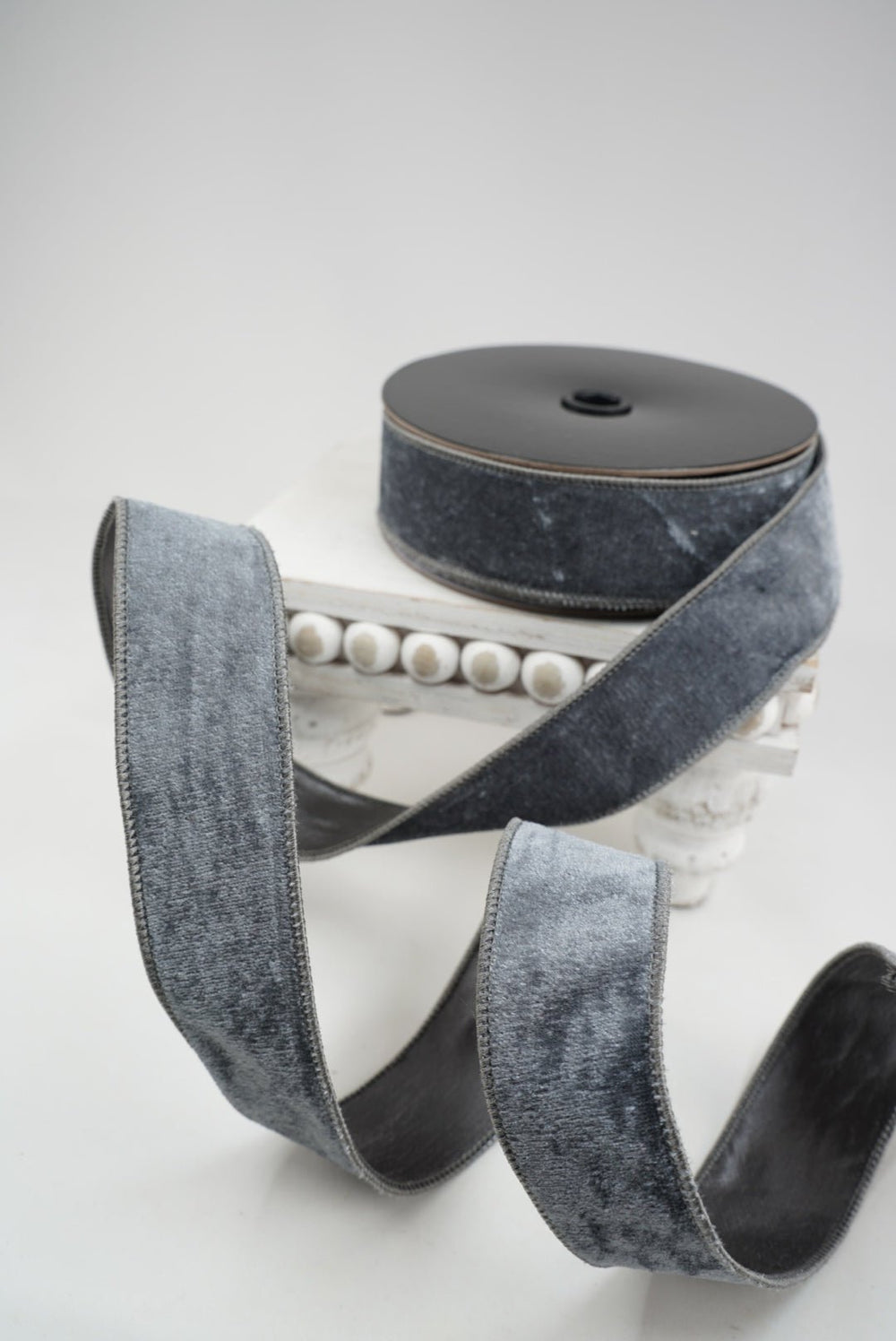 Dark Grey Premier Wired Velvet Ribbon - 1.5" - Greenery MarketRibbon259976