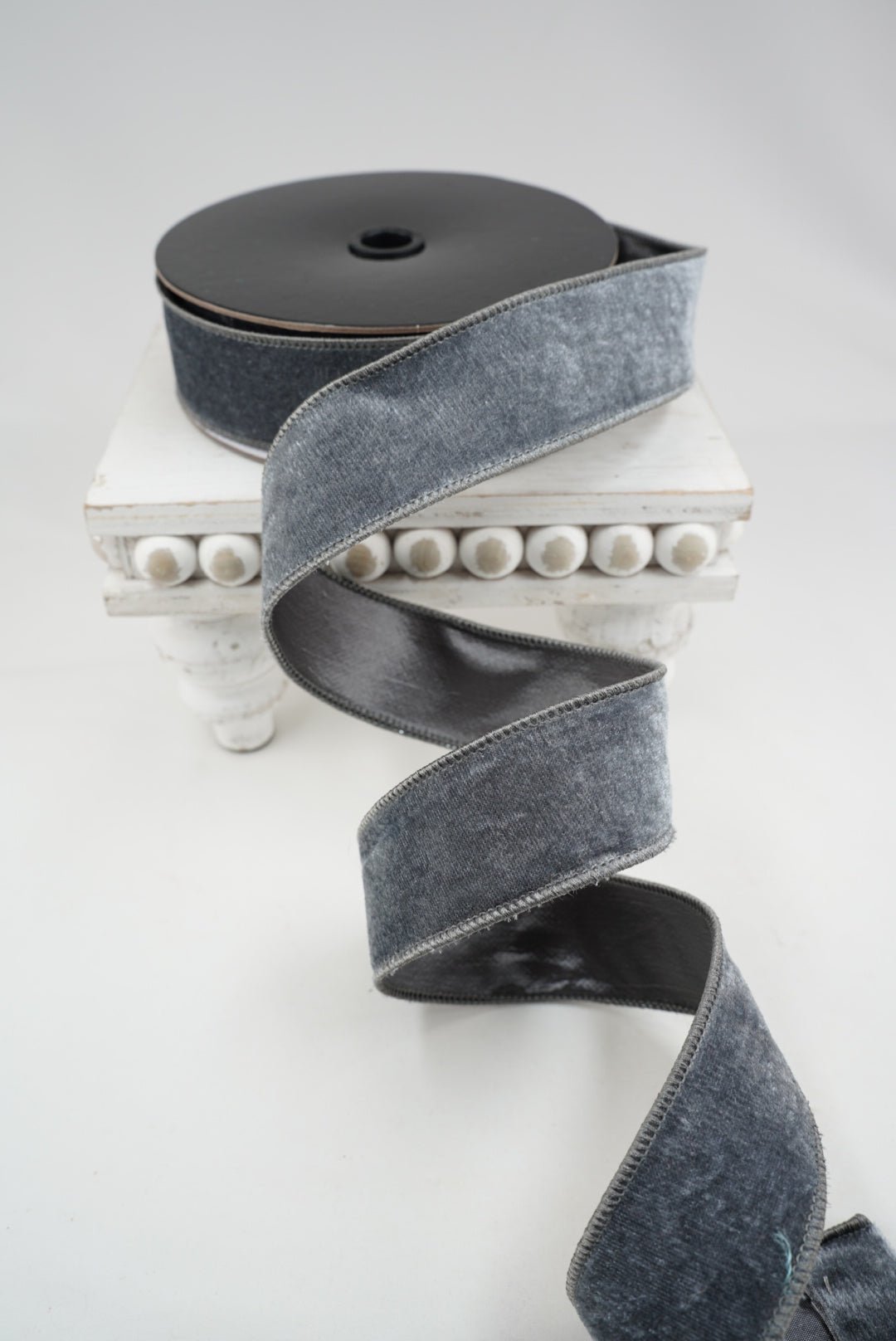 Dark Grey Premier Wired Velvet Ribbon - 1.5" - Greenery MarketRibbon259976