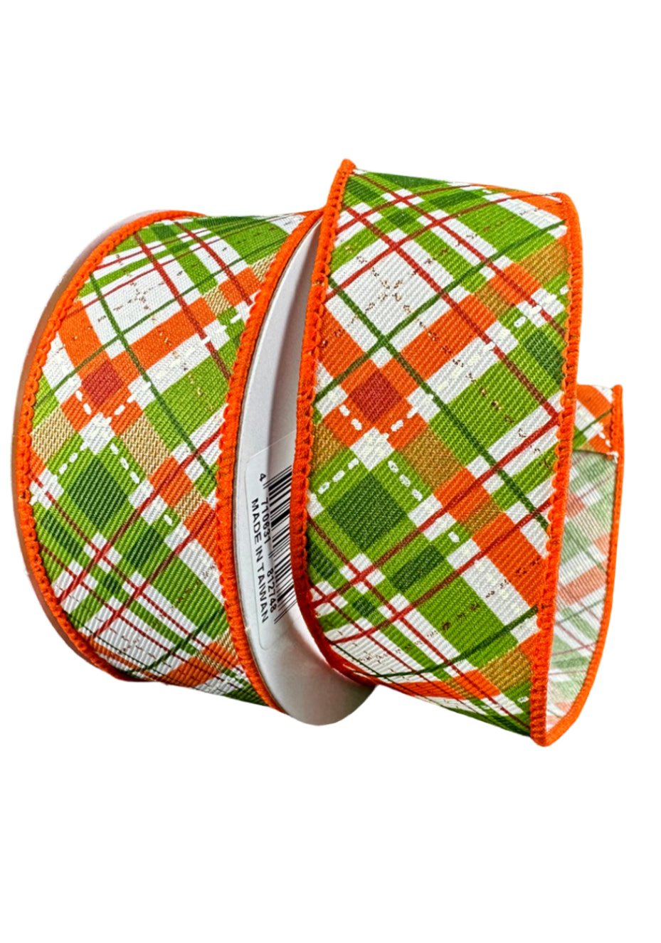 Dark orange and moss plaid wired ribbon, 1.5" - Greenery MarketWired ribbon61314 - 09 - 31