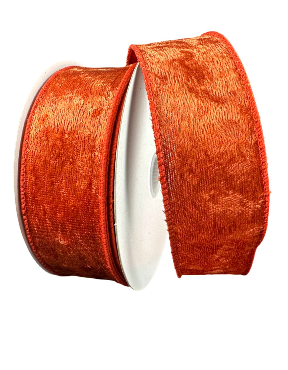 Dark orange velvet 1.5” wired ribbon - Greenery Marketwired ribbon61232 - 09 - 31