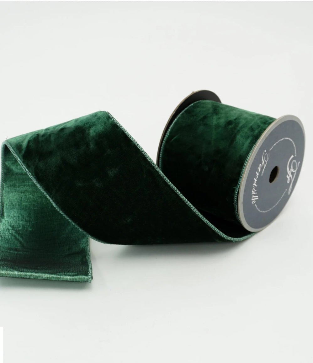 Dark pine plush velvet luster 2.5” farrisilk wired ribbon - Greenery MarketRibbons & TrimRV002 - 38