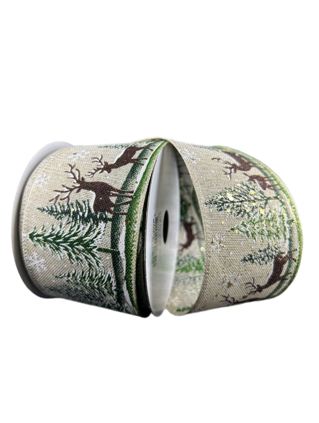 Deer with pine trees wired ribbon - Greenery MarketWired ribbon76450 - 40 - 17