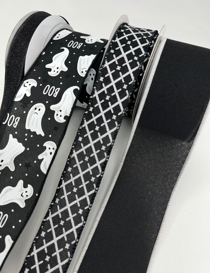 DIY ribbon bow bundle - Black Ghost Halloween x 4 ribbons - Greenery MarketRibbons & TrimBlackGhostX4