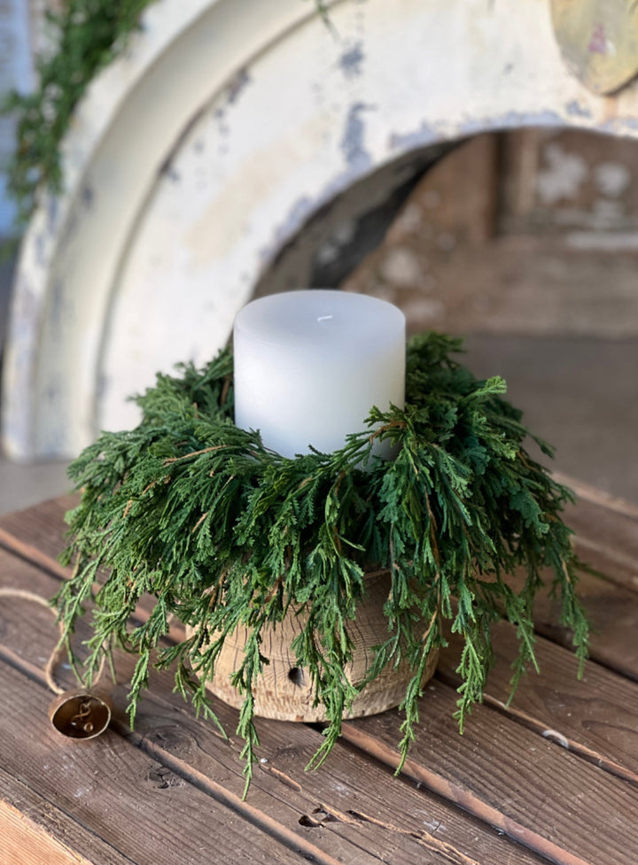 Draping Cedar 12” mini wreath, candle ring wreath - Greenery Marketwreath base & containersXVP9768