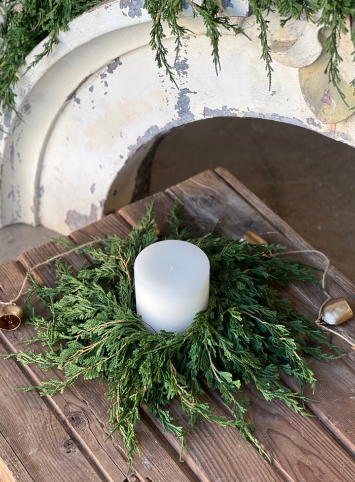 Draping Cedar 12” mini wreath, candle ring wreath - Greenery Marketwreath base & containersXVP9768