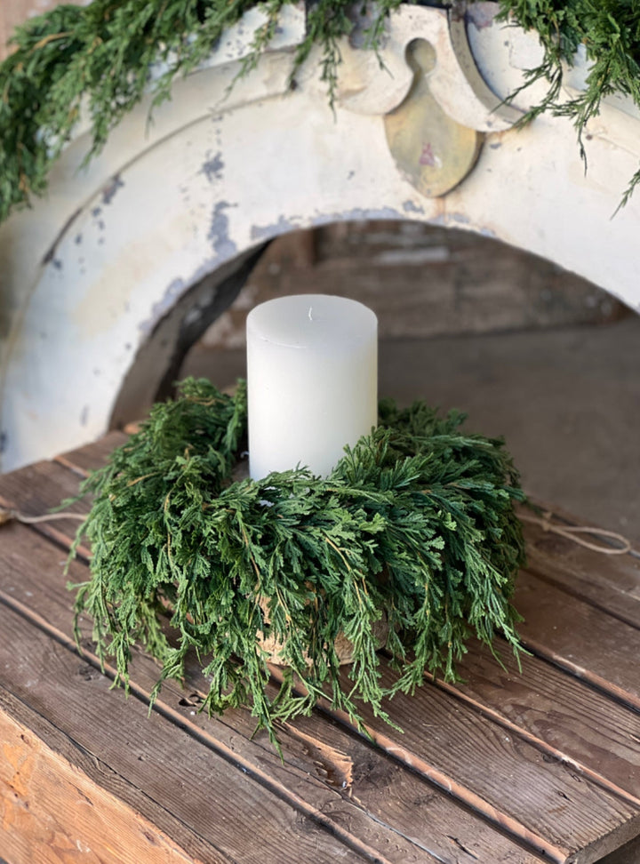 Draping Cedar 14” mini wreath, candle ring wreath - Greenery Marketwreath base & containersXVP9767