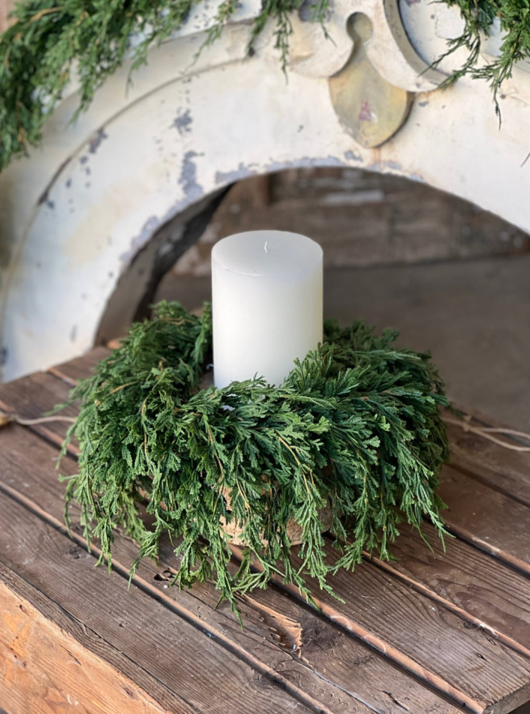 Draping Cedar 14” mini wreath, candle ring wreath - Greenery Marketwreath base & containersXVP9767