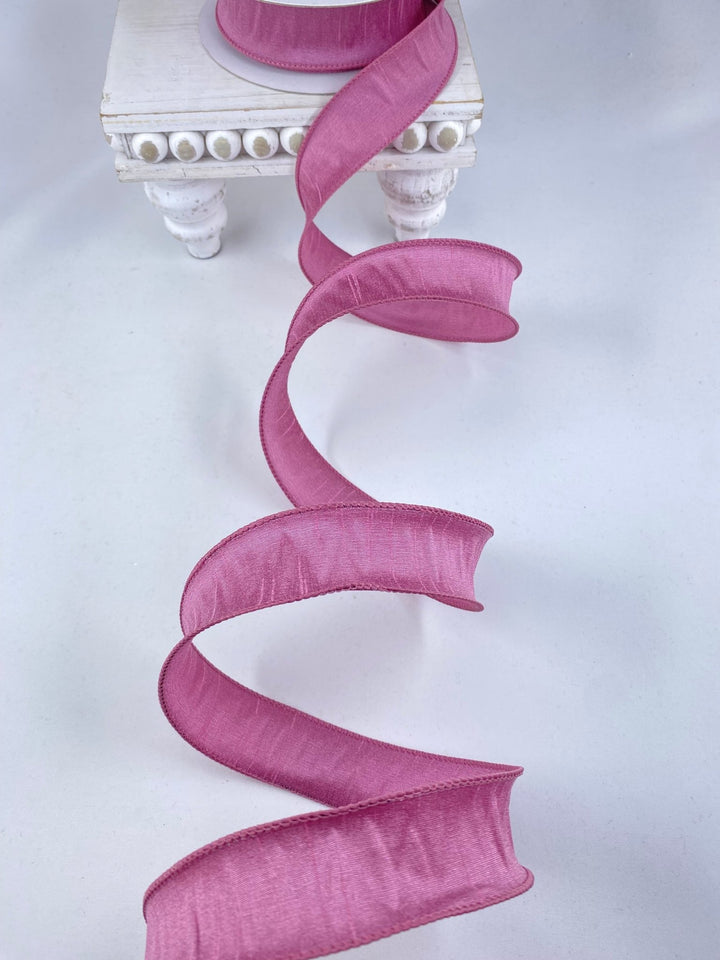 Dupioni Supreme Wired Ribbon 1.5” Rose 20 yards - Greenery Market92975W-122-09H