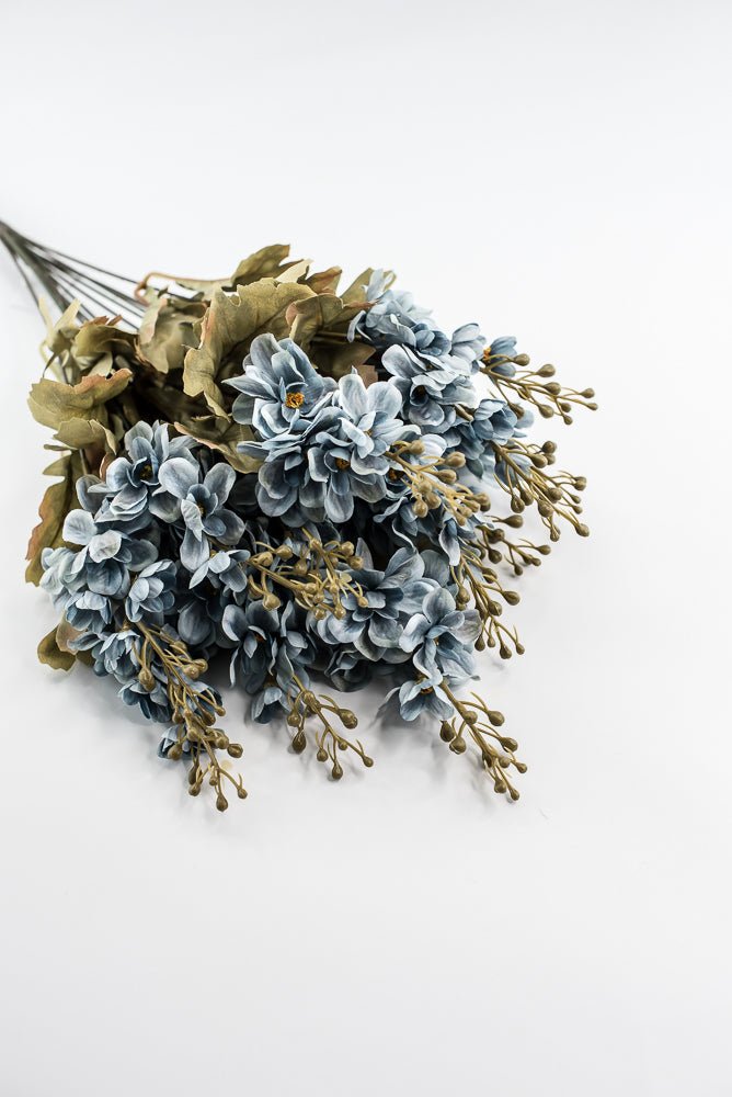 Dusty Blue delphiniums artificial flower bush - Greenery MarketArtificial Flora85322 - BL