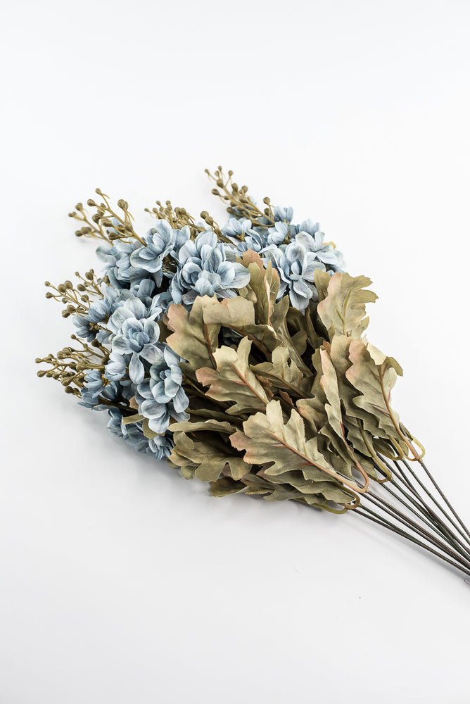 Dusty Blue delphiniums artificial flower bush - Greenery MarketArtificial Flora85322 - BL