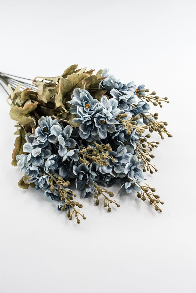 Dusty Blue delphiniums artificial flower bush - Greenery MarketArtificial Flora85322 - BL
