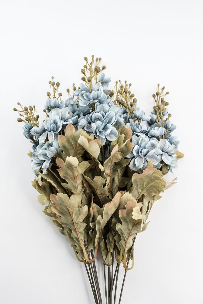 Dusty Blue delphiniums artificial flower bush - Greenery MarketArtificial Flora85322 - BL