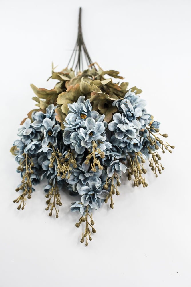 Dusty Blue delphiniums artificial flower bush - Greenery MarketArtificial Flora85322 - BL