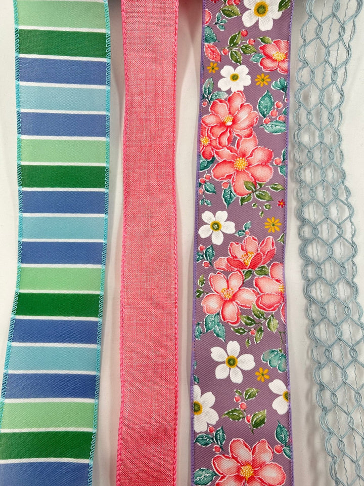 Dusty Lavender and Blue bow bundle x 4 wired ribbons - Greenery MarketWired ribbonLavBlueX4