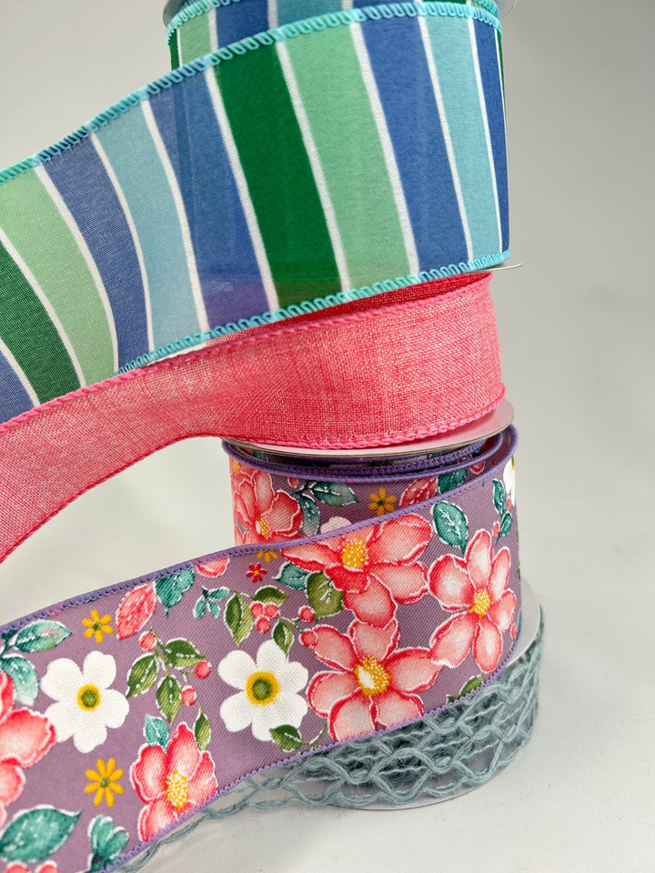 Dusty Lavender and Blue bow bundle x 4 wired ribbons - Greenery MarketWired ribbonLavBlueX4