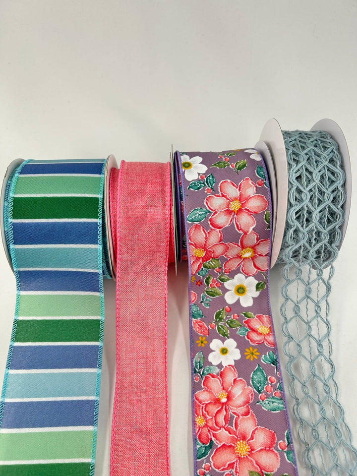 Dusty Lavender and Blue bow bundle x 4 wired ribbons - Greenery MarketWired ribbonLavBlueX4