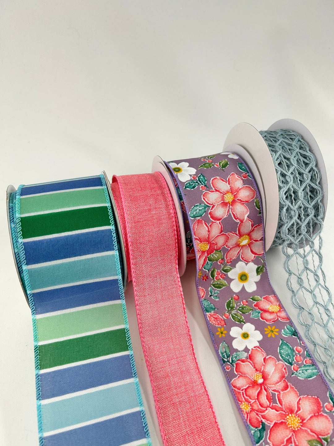 Dusty Lavender and Blue bow bundle x 4 wired ribbons - Greenery MarketWired ribbonLavBlueX4