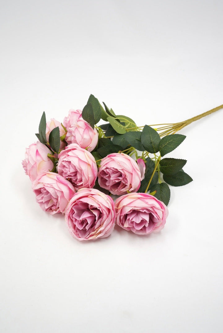 Dusty Pink Cabbage Rose Bush - 17.5" - Greenery MarketArtificial Flowers35133DTPK