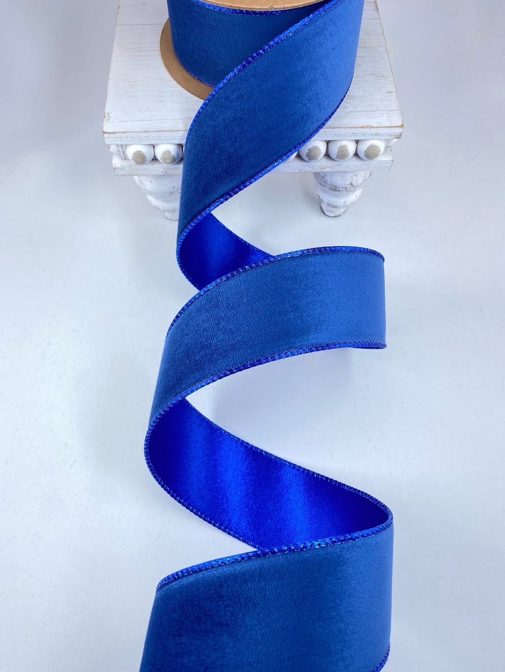 Electric Blue Reversible Classic Velvet Wired Ribbon - 2.5" - Greenery Market7115W-352-63E