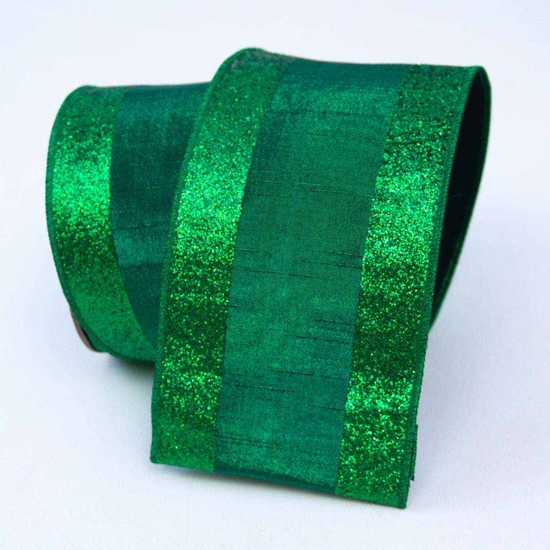 Emerald Glitter Candy Farrisilk Wired Ribbon - 4" - Greenery MarketRG435 - 55