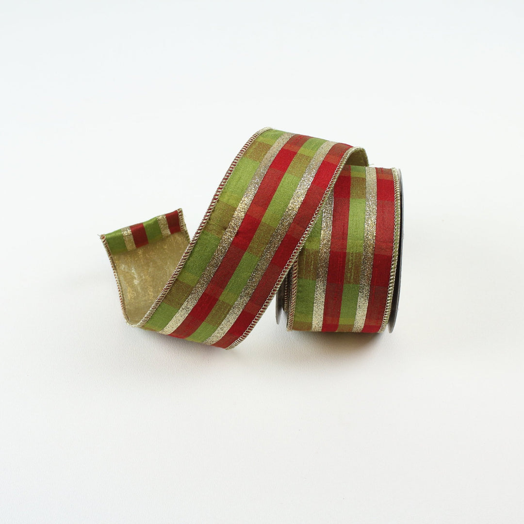 Emerald Glitzy Plaid Red & Farrisilk Wired Ribbon - 2.5" - Greenery MarketRG633-47