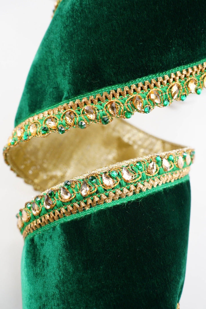 Emerald green Farrisilk king edwards velvet tree ribbon - 4” - Greenery Marketwired ribbonRK340-55