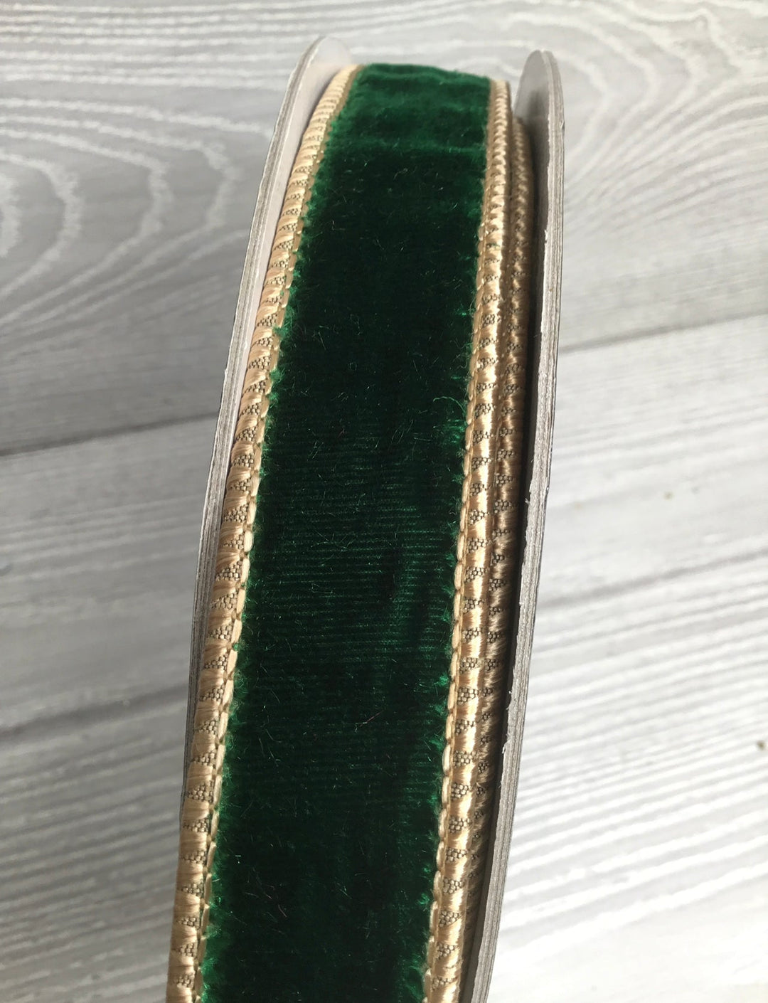 Emerald green & gold plush velvet luster 1” farrisilk wired ribbon - Greenery MarketRibbons & TrimRK130 - 10