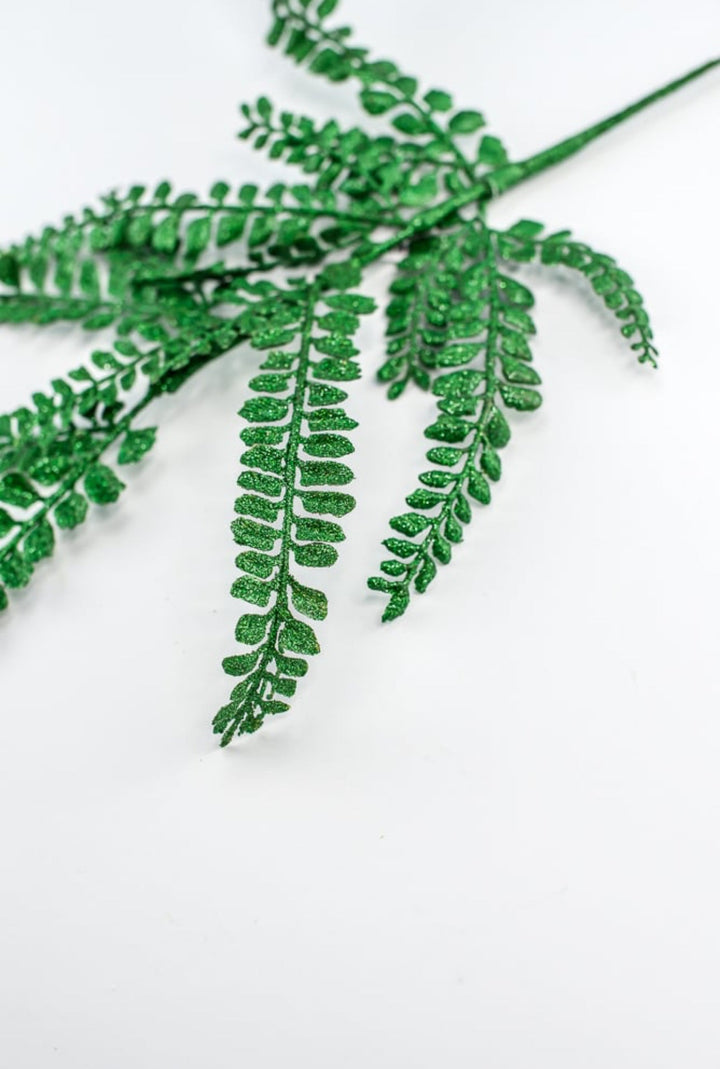 Emerald green laser glittered fern spray - Greenery MarketXS236406